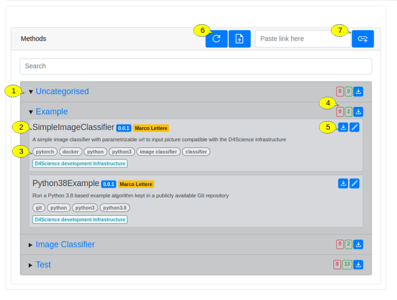 Method list widget